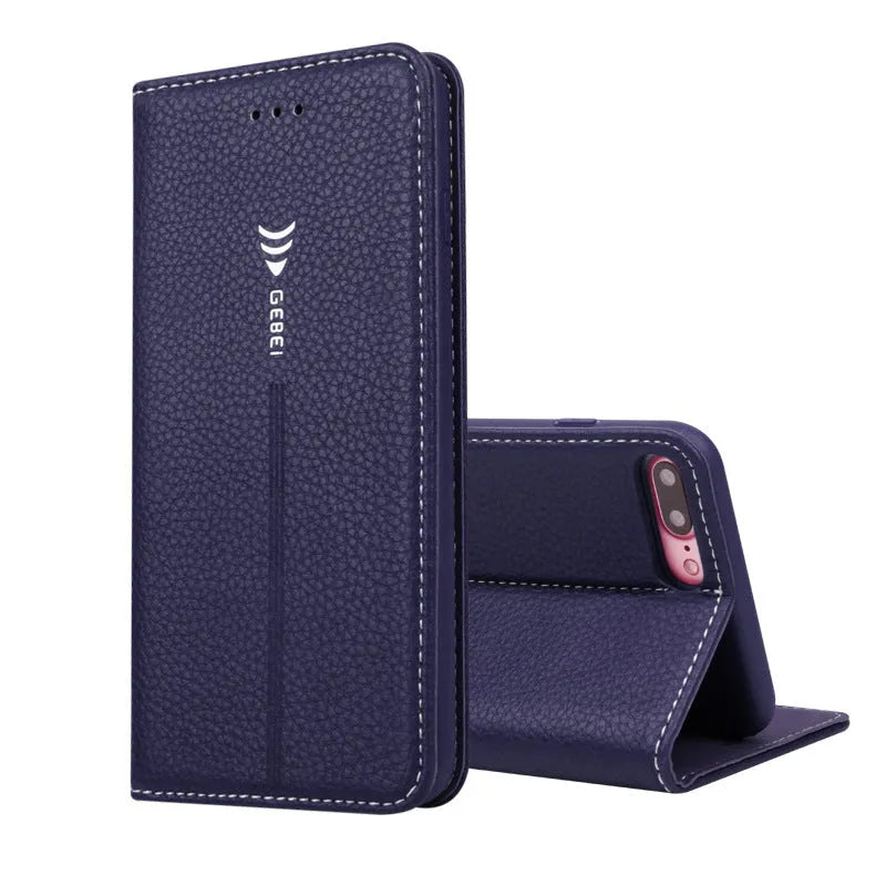 Business wallet phone case for iPhone with card slots in imported PU leather