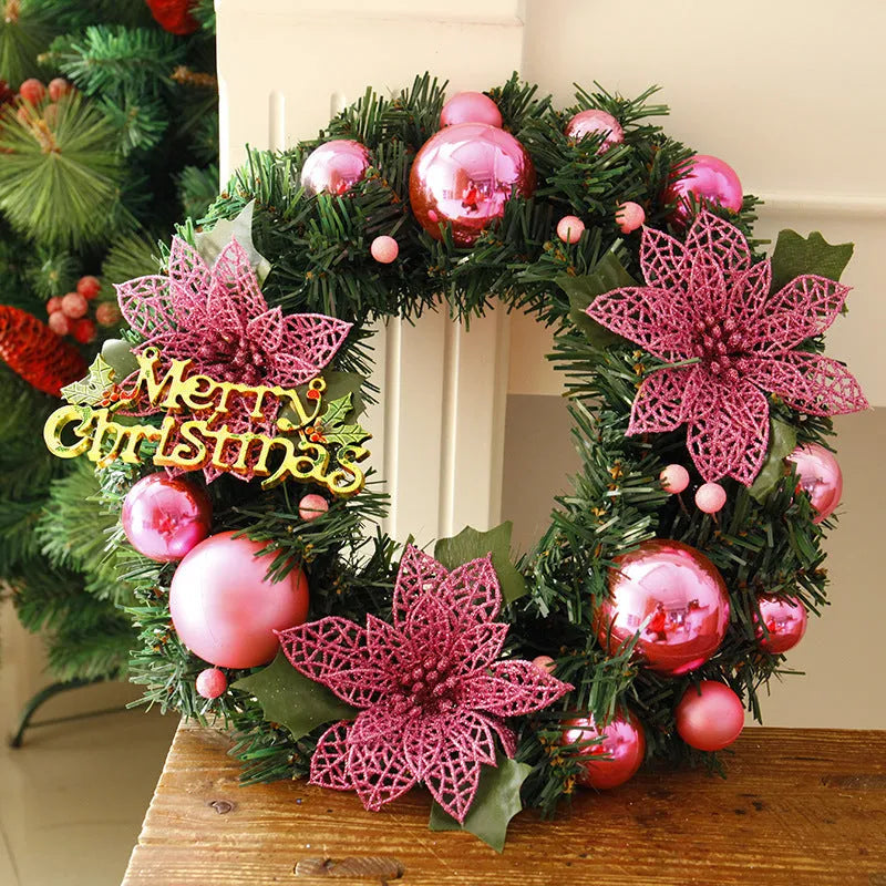 30cm multicolour plastic Christmas wreath decoration for doors and walls