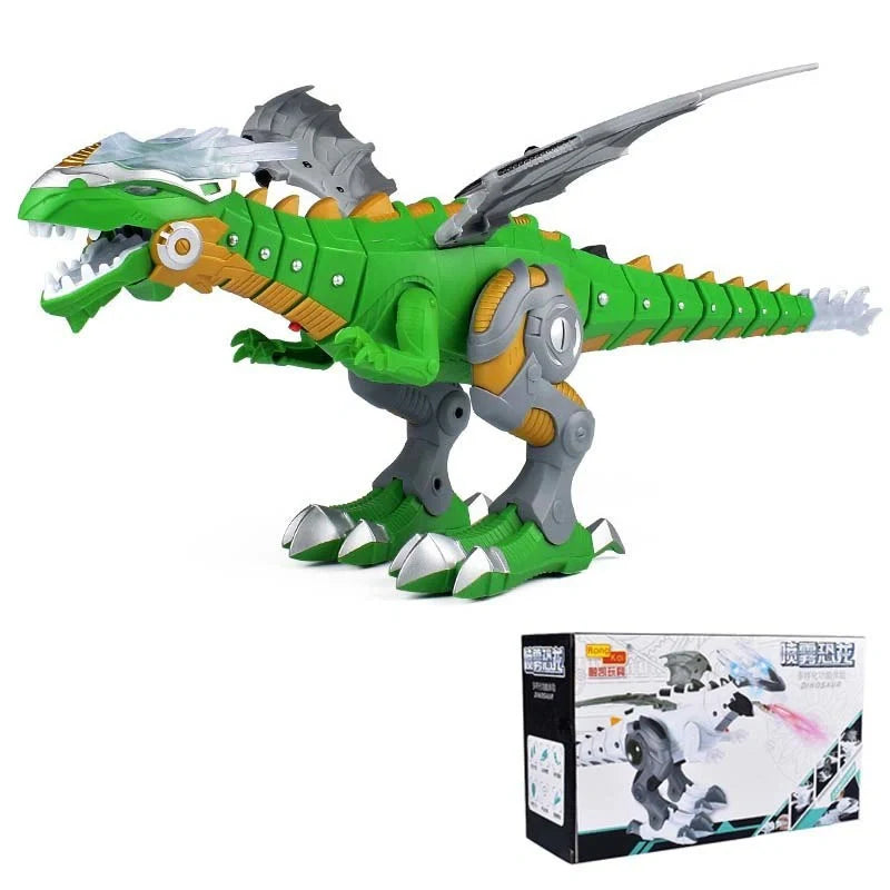 Intelligent Robot Toy Dinosaur with water spray feature in green and white