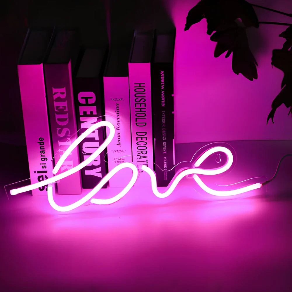 USB-powered neon wall lamp showing Banana shape with pink lighting against dark wall
