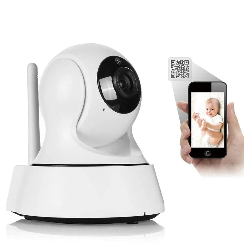 720p HD Wi-Fi home security camera with night vision and sleek, modern design