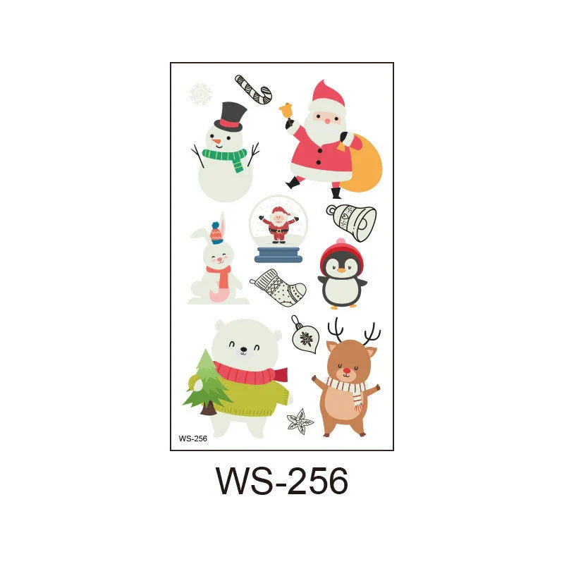 Glowing Christmas Santa Claus tattoo stickers in various festive designs