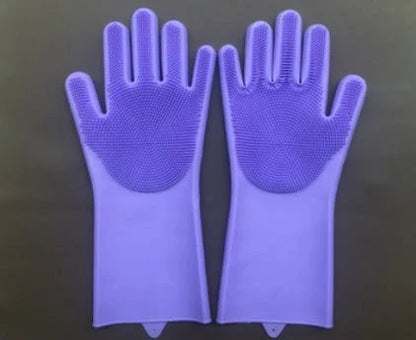 Silicone gloves with heat-resistant and non-slip design for versatile cleaning and cooking tasks
