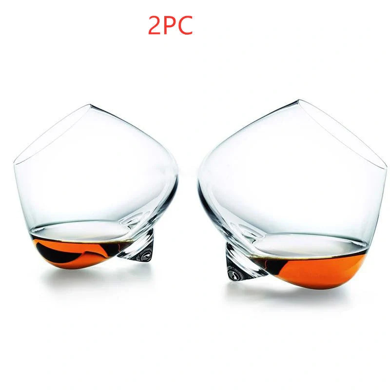 Crystal whiskey glass with wide belly design for enhanced aroma and flavour
