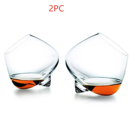 Crystal whiskey glass with wide belly design for enhanced aroma and flavour
