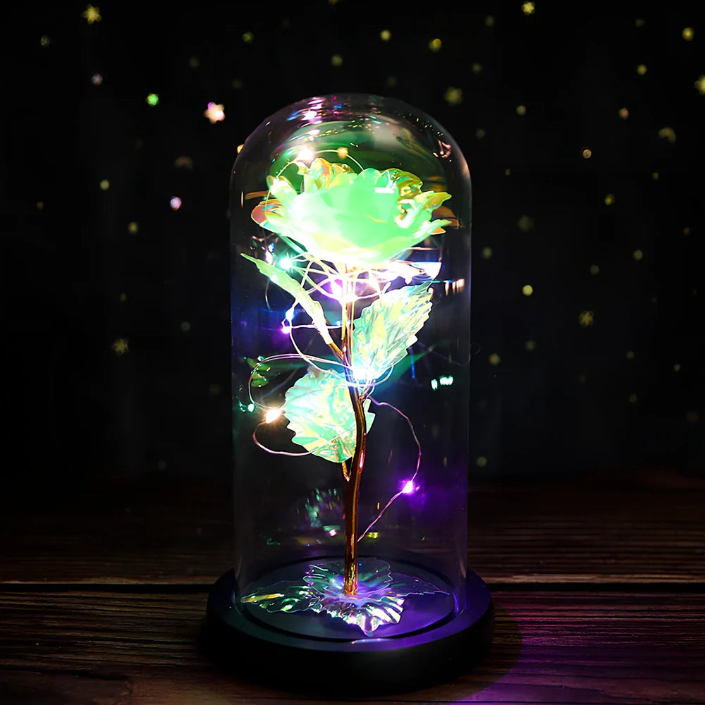 Little Prince Rose Glass Cover with 20cm diameter dome protecting plastic flower arrangement
