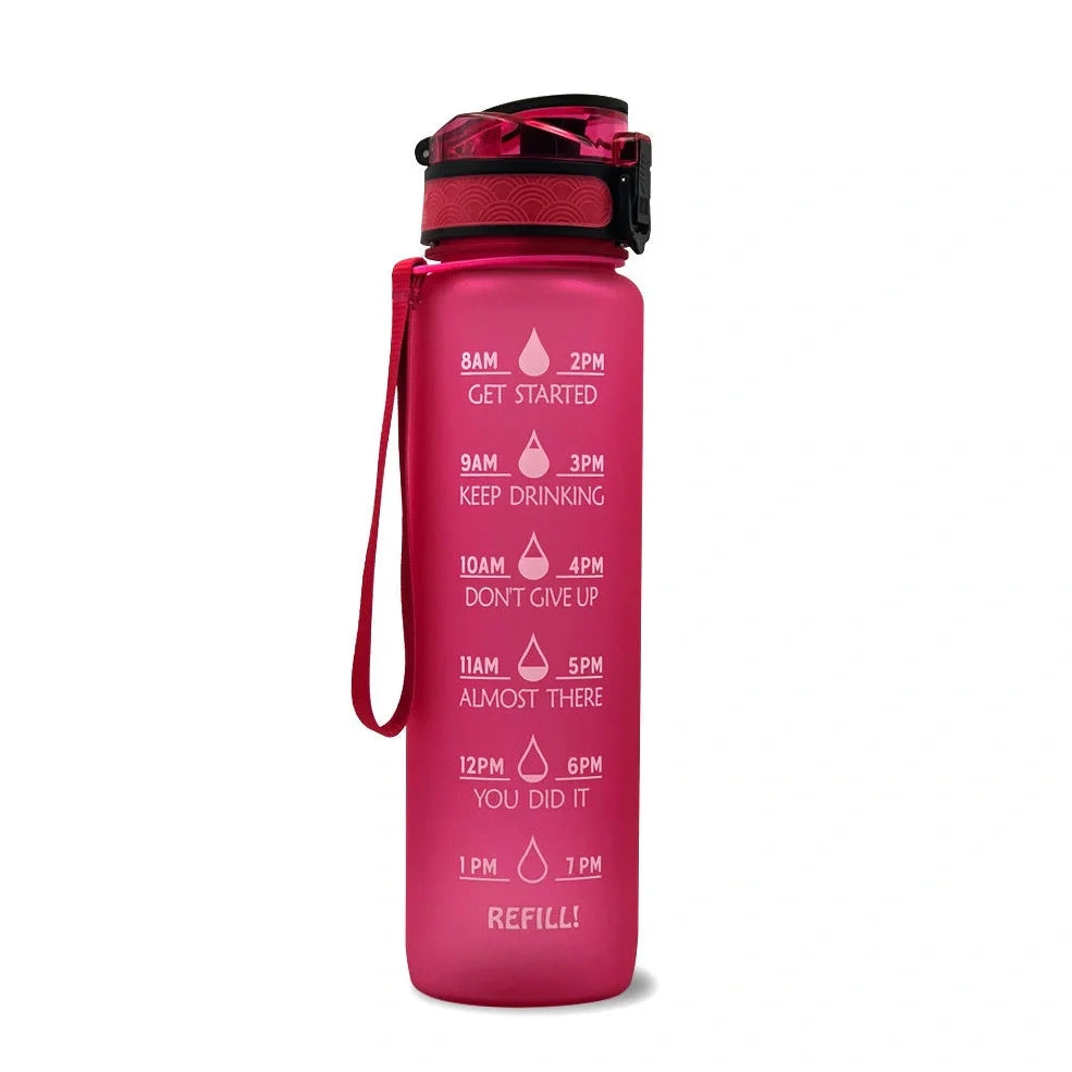 Tritan sports water bottle with frosted gradient finish showing blue-red colour transition