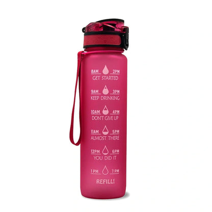 Tritan sports water bottle with frosted gradient finish showing blue-red colour transition