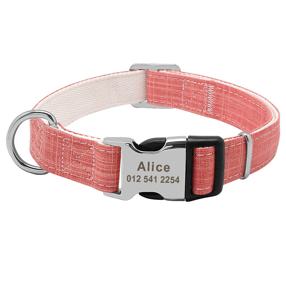 Custom dog collar with engraved tag in various colours and sizes