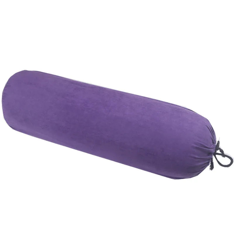 Cotton and linen yoga auxiliary pillow with cotton filling, shown in blue, green, grey, or purple for living room use