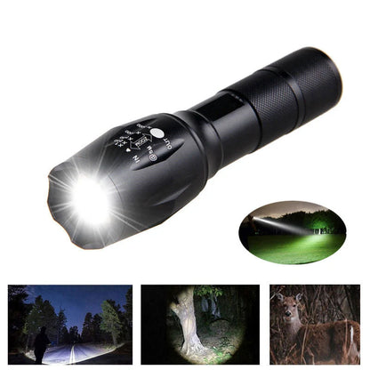 Portable mini LED zoom flashlight with adjustable focus for outdoor activities