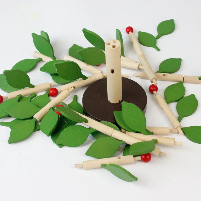 Natural wood DIY leaf tree toy for children's sensory development and creative play