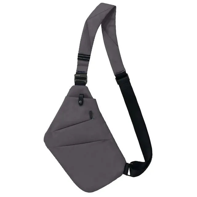 Canvas chest bag 31x20x1cm, 190g, one-shoulder crossbody with anti-radiation fabric inside, smoke black or silver grey