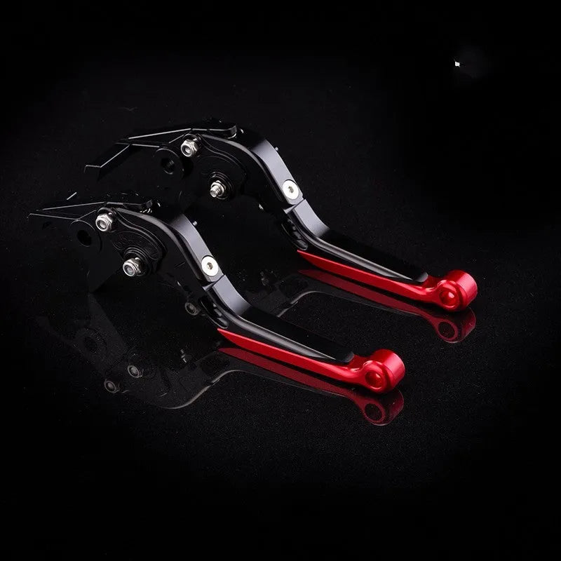 Pair of anodised metal bicycle brake horn handle levers with adjustable reach, shown in a two-tone colour finish.