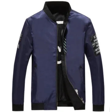 Reversible men's flight jacket in thin construction with stripe pattern and zipper closure