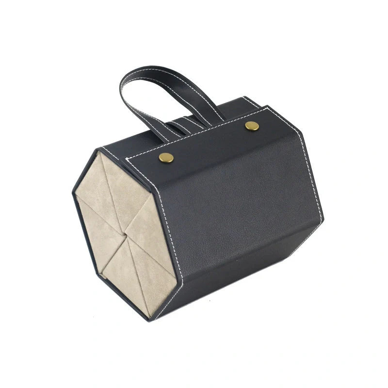 Foldable PU leather sunglasses and eyeglasses travel organiser case in black and brown
