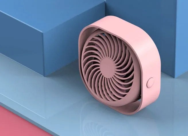 USB charging fan with 360-degree rotation and alarm clock display in modern design