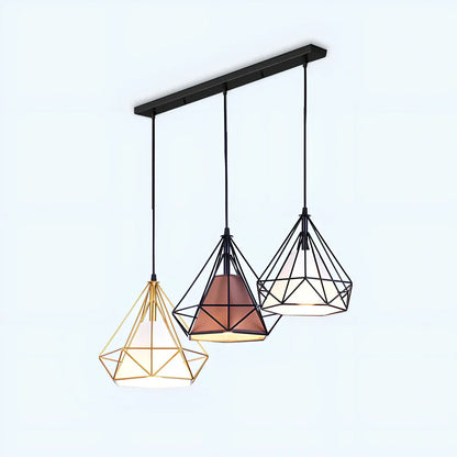 Wrought iron diamond chandelier in black, adjustable to 1.2m height for 10-15㎡ rooms with 80,000-hour LED