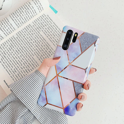 Electroplated marble mobile phone case for Huawei and Samsung smartphones with TPU construction and scratch-resistant finish