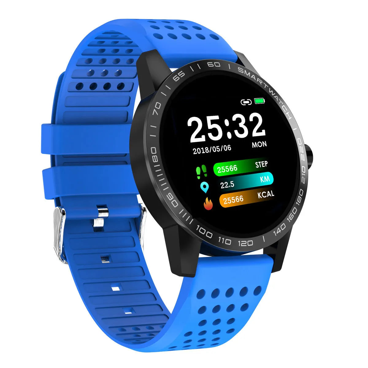 T2 smart bracelet with colour screen displaying heart rate and activity data