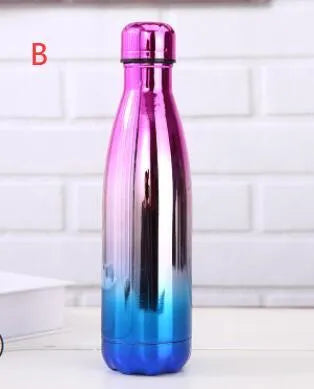 500ml stainless steel water bottle measuring 70mm wide and 265mm tall