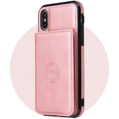 Card wallet leather case for iPhone 11 in multiple colours showing card slot and slim design