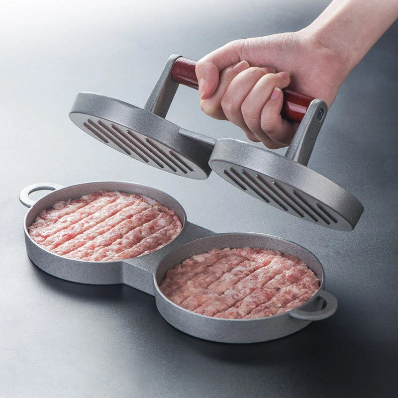 Aluminium alloy hamburger press mould for creating uniform burger patties