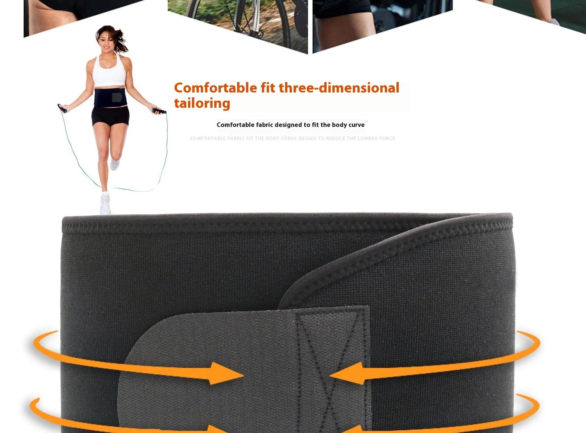 Adjustable neoprene lumbar support belt for fitness and running in black colour option