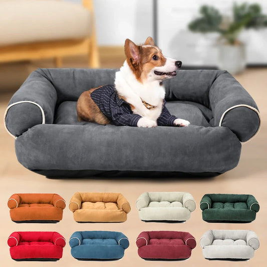 Cosy pet bed with plush fabric and high-elastic padding for cloud-like comfort and support