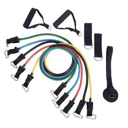 Adjustable resistance bands for full-body toning and strength training at home, featuring various resistance levels and soft foam handles