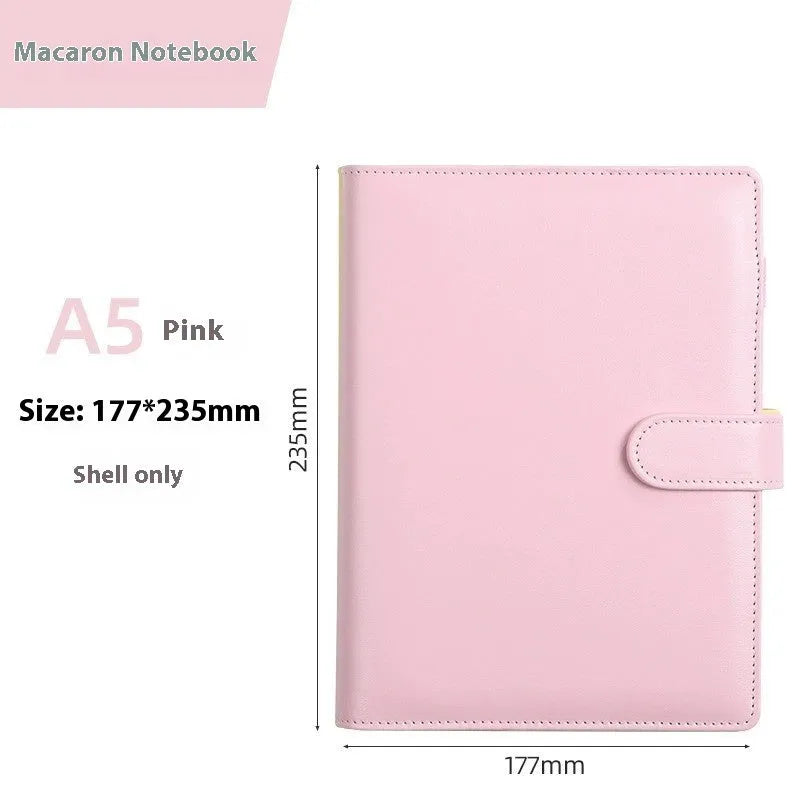 A5 PU leather notebook binder shell with zipper closure in a solid colour.