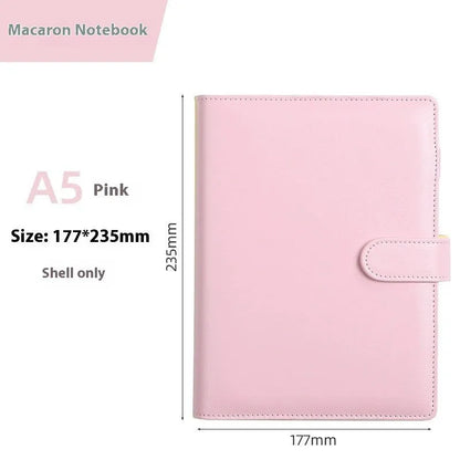 A5 PU leather notebook binder shell with zipper closure in a solid colour.