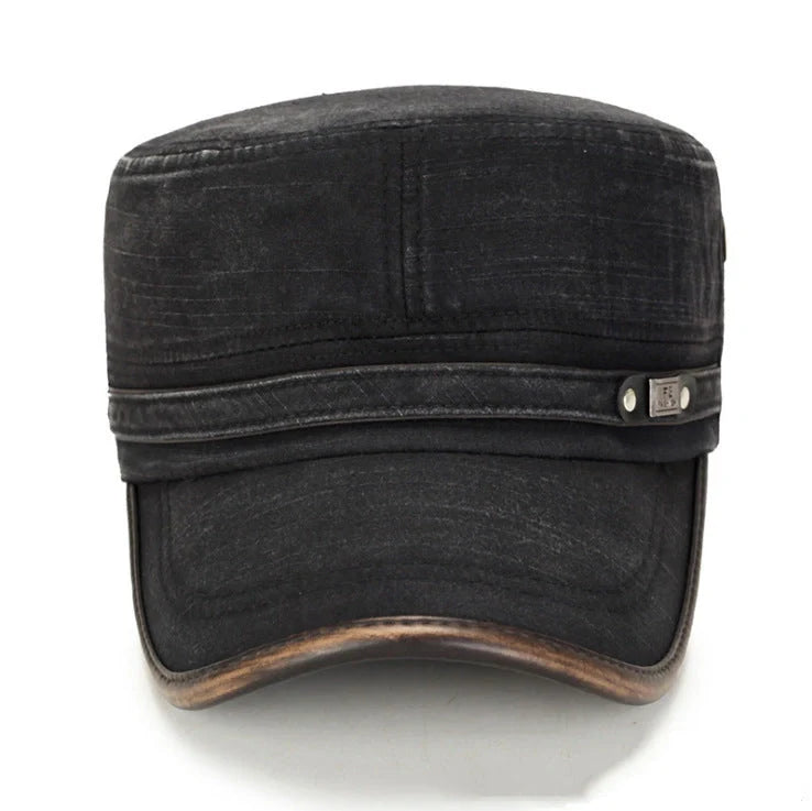 Men's stylish cotton flat cap with adjustable fit and sun protection