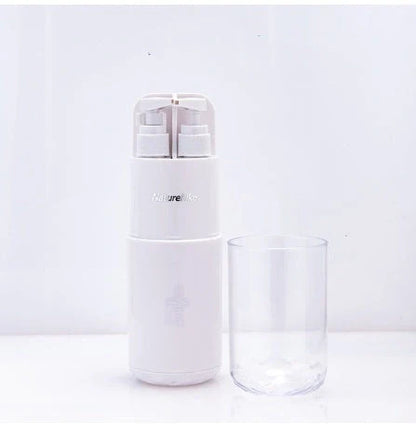 Multifunctional wash cup set with mirror and comb in blue and white
