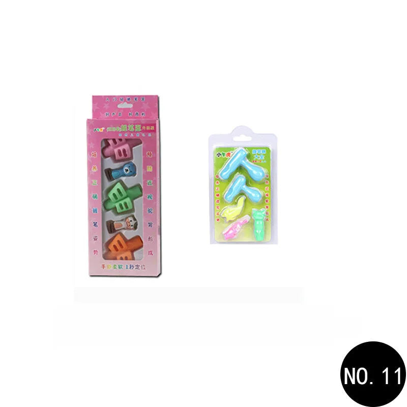 Cartoon-designed soft rubber pen holder for children to correct writing posture