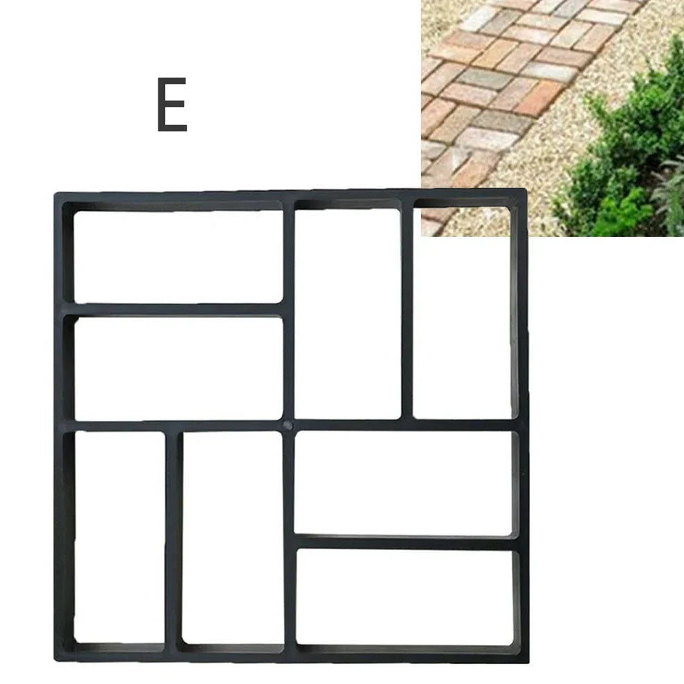 Black plastic concrete mould measuring 42 x 43cm for creating 36cm garden paving blocks