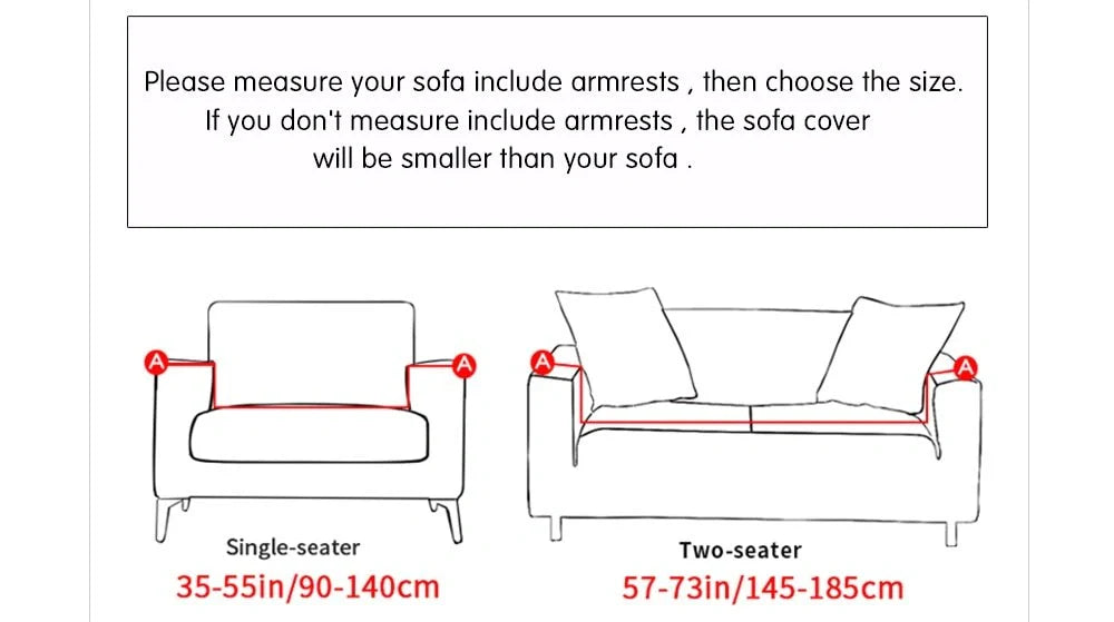 Elastic sofa cover in navy blue with high-density fabric for stain protection