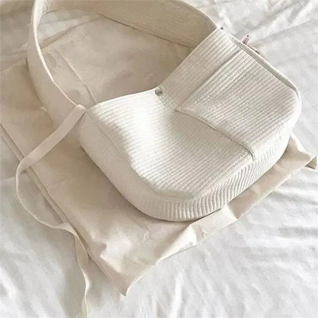 Handmade white canvas pet carrier shoulder bag for small dog or cat, sizes S and L