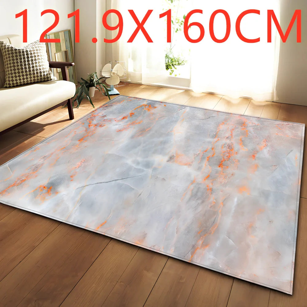 Polyester marble pattern carpet in 121.9x160cm and 50x80cm sizes for floor protection