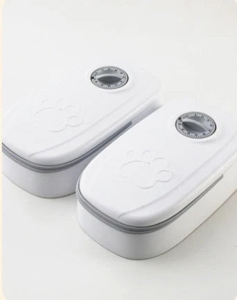 Automatic pet feeder with gravity-powered food and water dispensing system for cats and dogs