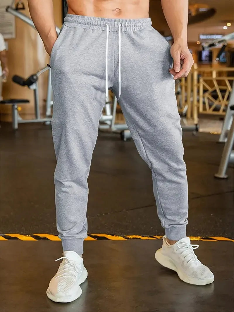 Men's linen style leisure trousers with elastic lace waist in loose fit design