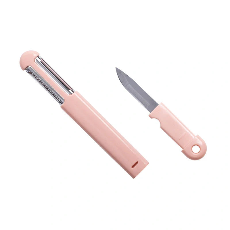 Portable stainless steel peeler and fruit knife with ergonomic ABS handle