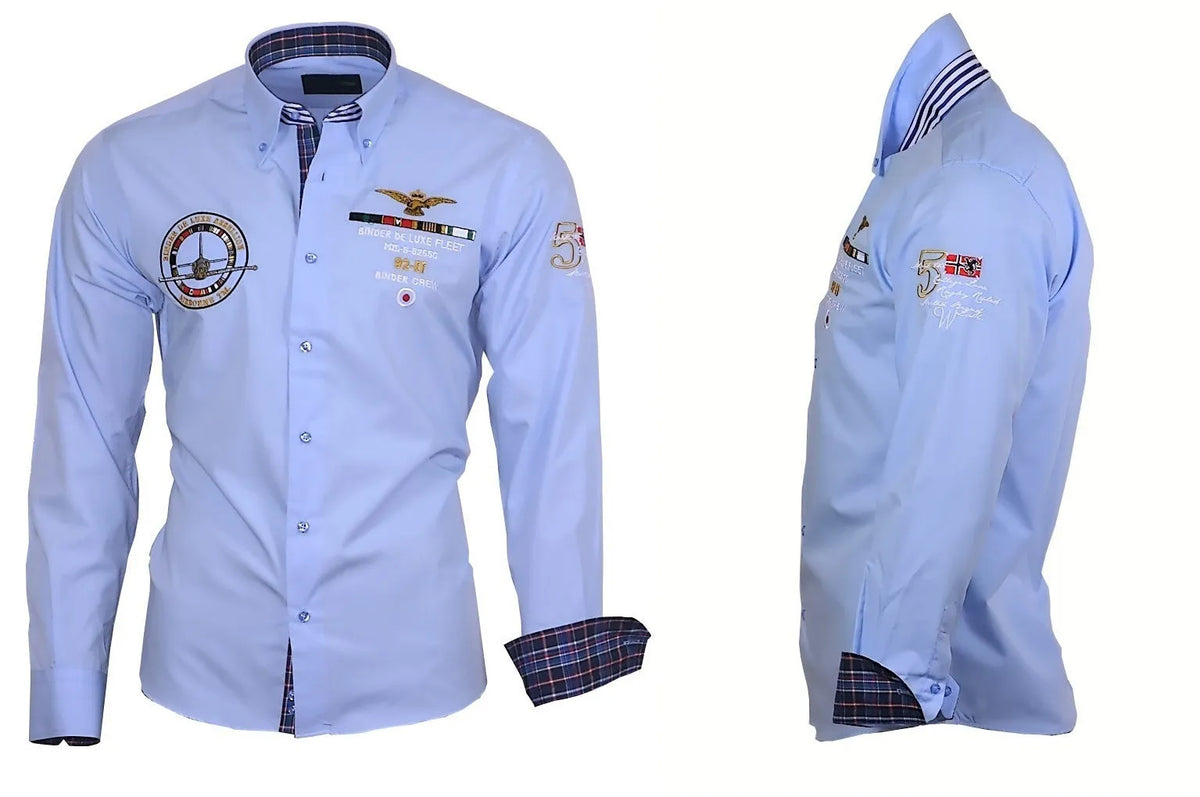 Personalized printed short-sleeve shirt in cotton blend with 65% cotton, available in six colours and sizes S to 3XL