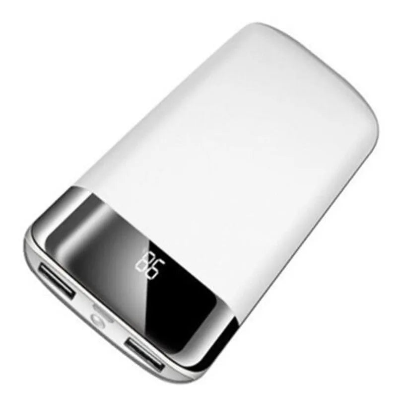 Y10 portable power bank with LCD display showing battery percentage, dual USB ports, and LED light