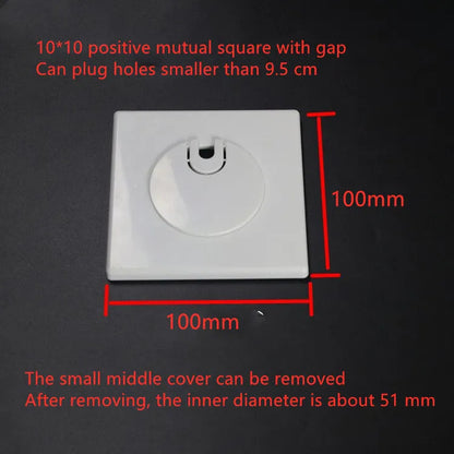 White ABS decorative covering ring for wall holes with adhesive backing in various styles and sizes
