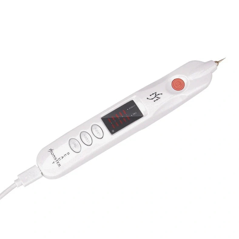 White multifunctional beauty instrument with adjustable speed settings, approximately 15cm length