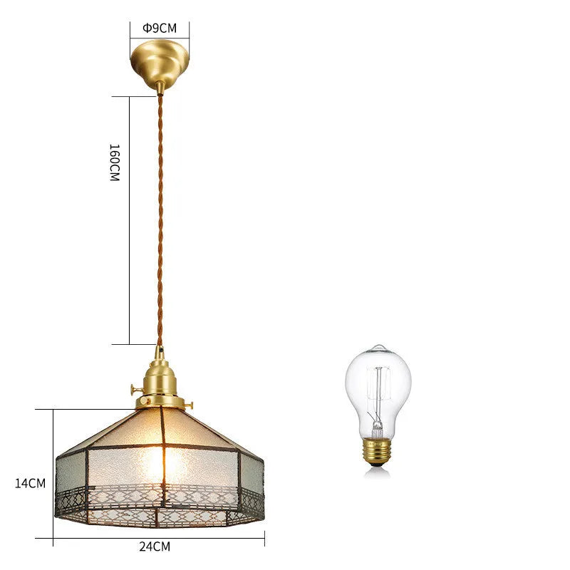 Japanese retro brass and glass chandelier with hand-blown shades and walnut wood details
