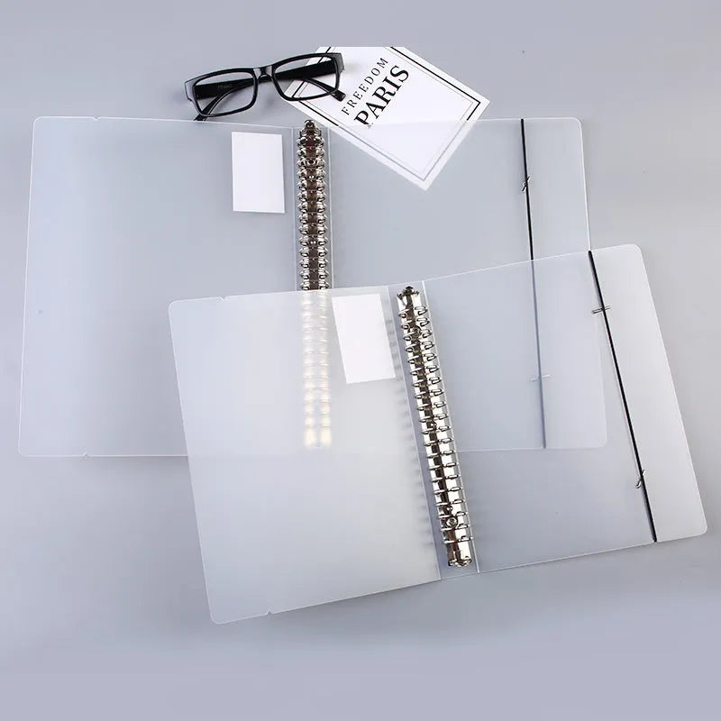 A5 and B5 loose-leaf notebooks with black looped wire binding and horizontal line paper on a PP matte cover.