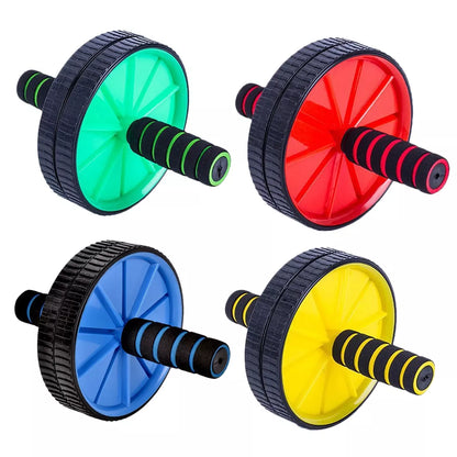 Double Wheel Abdominal Wheel in red, blue, green, and yellow for core exercises