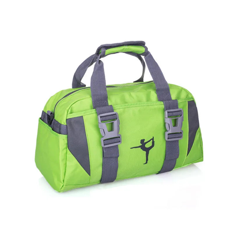 Nylon yoga gym bag with shoulder strap shown in available colours and sizes